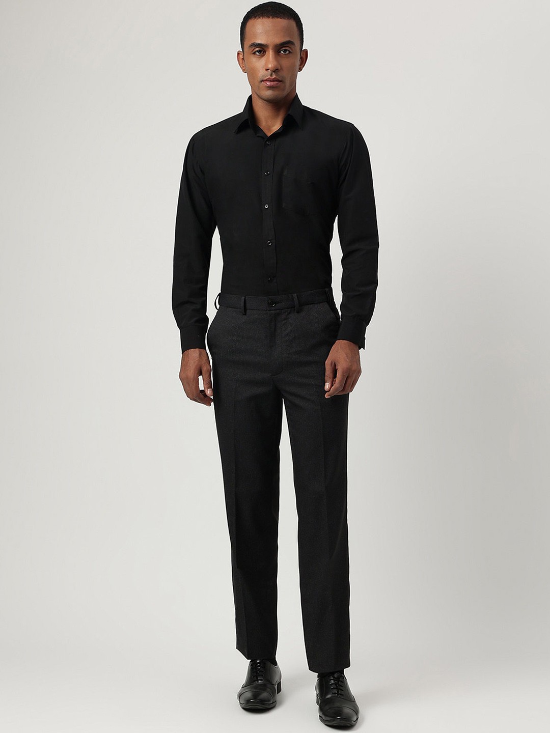 

Marks & Spencer Men Mid-Rise Formal Trousers, Black