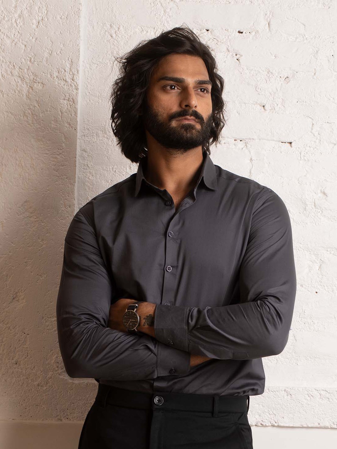 

Beyours Classic Spread Collar Cotton Casual Shirt, Charcoal