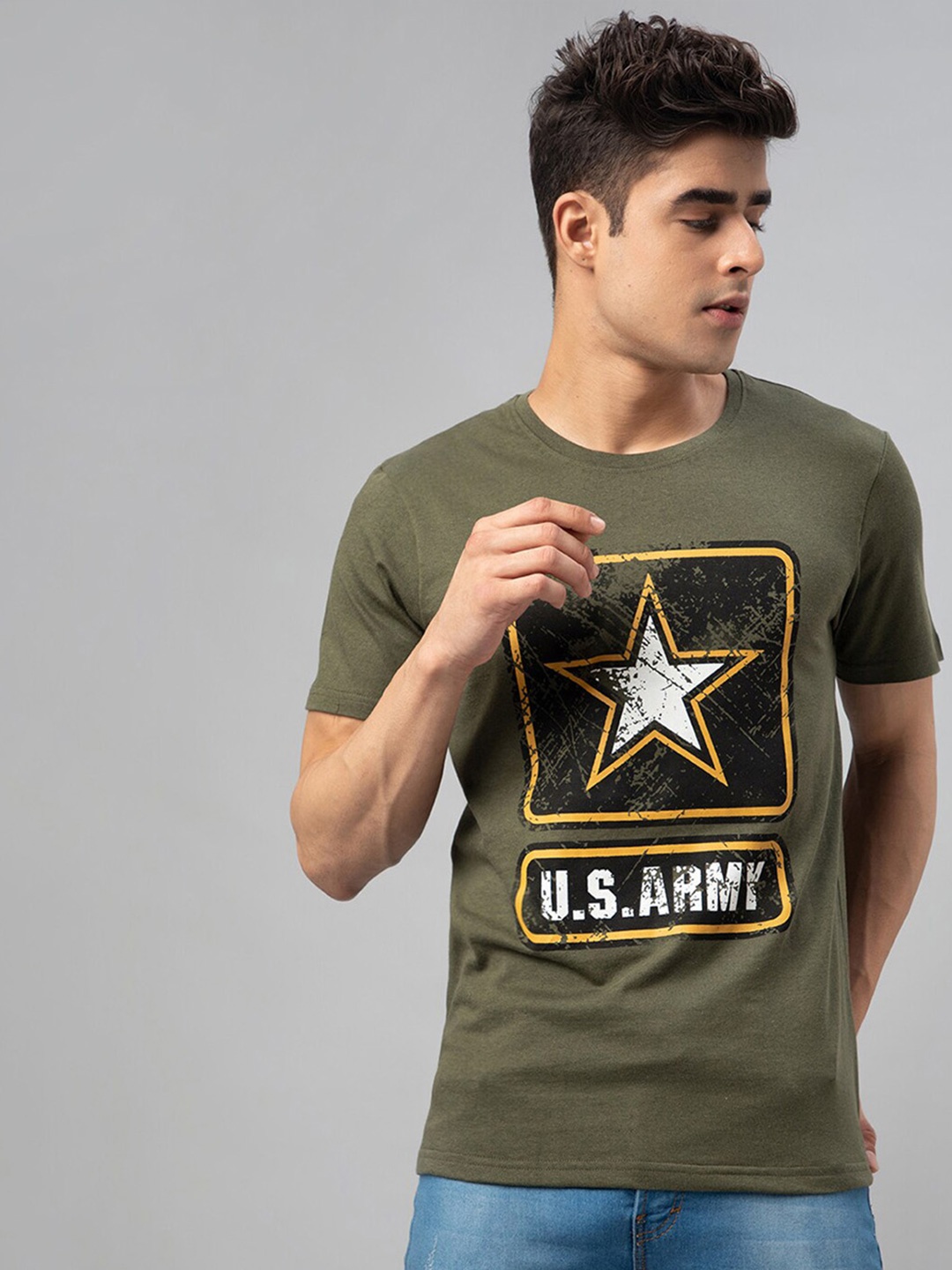 

FTX Graphic Printed Round Neck T-shirt, Olive