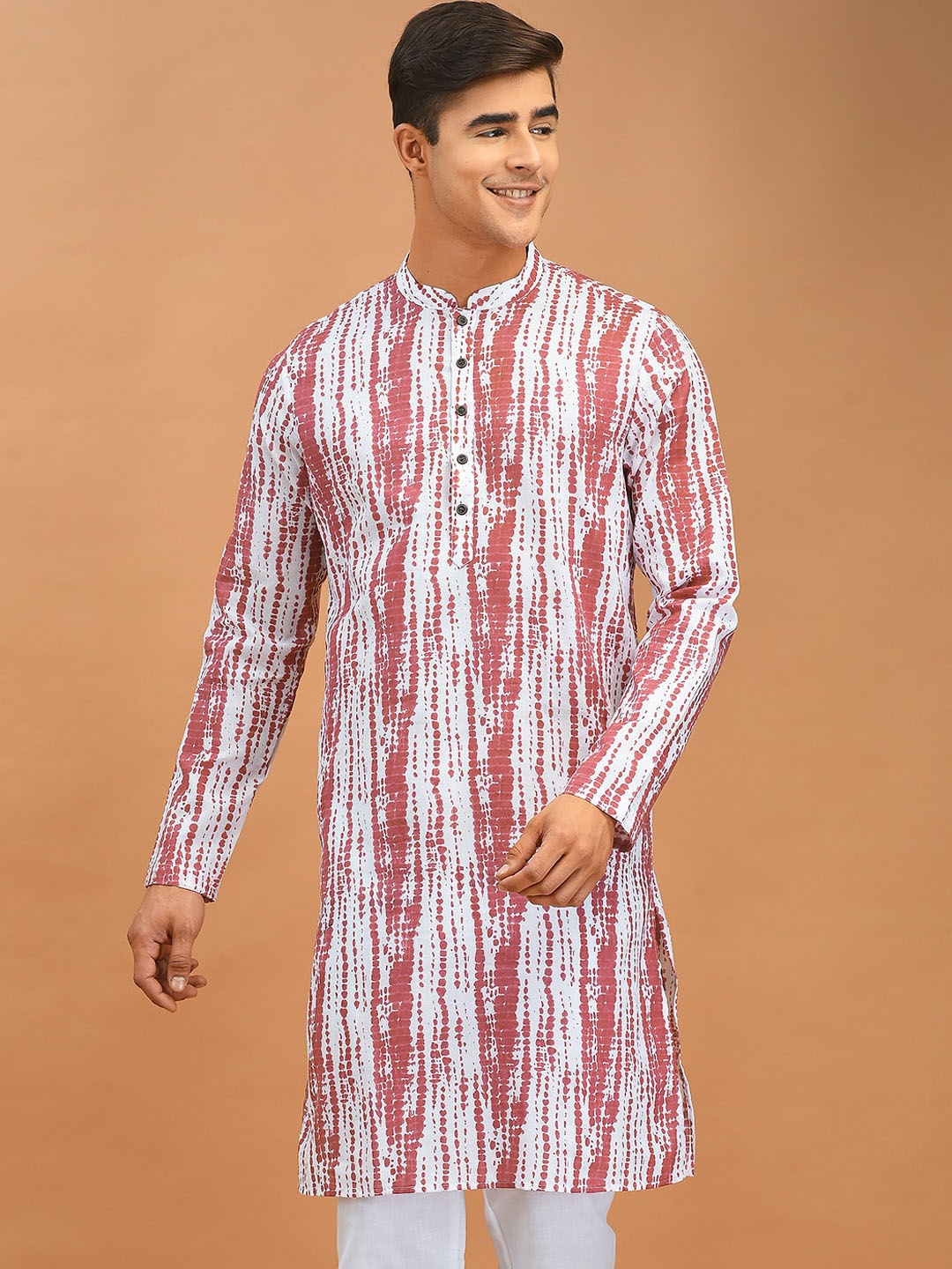 

DEYANN Shibori Printed Cotton Silk Kurta, White