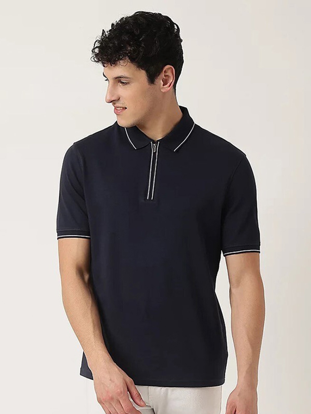

Marks & Spencer Polo Collar Short Sleeves Cotton T-shirt, Navy blue