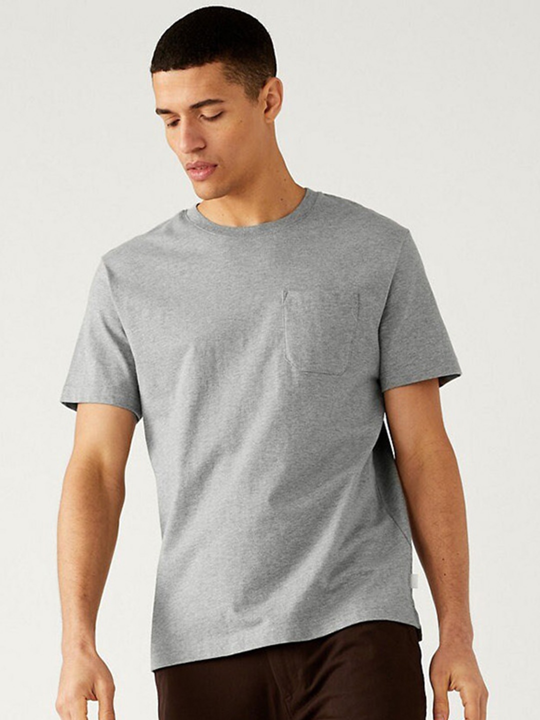 

Marks & Spencer Round Neck Cotton T-shirt, Grey