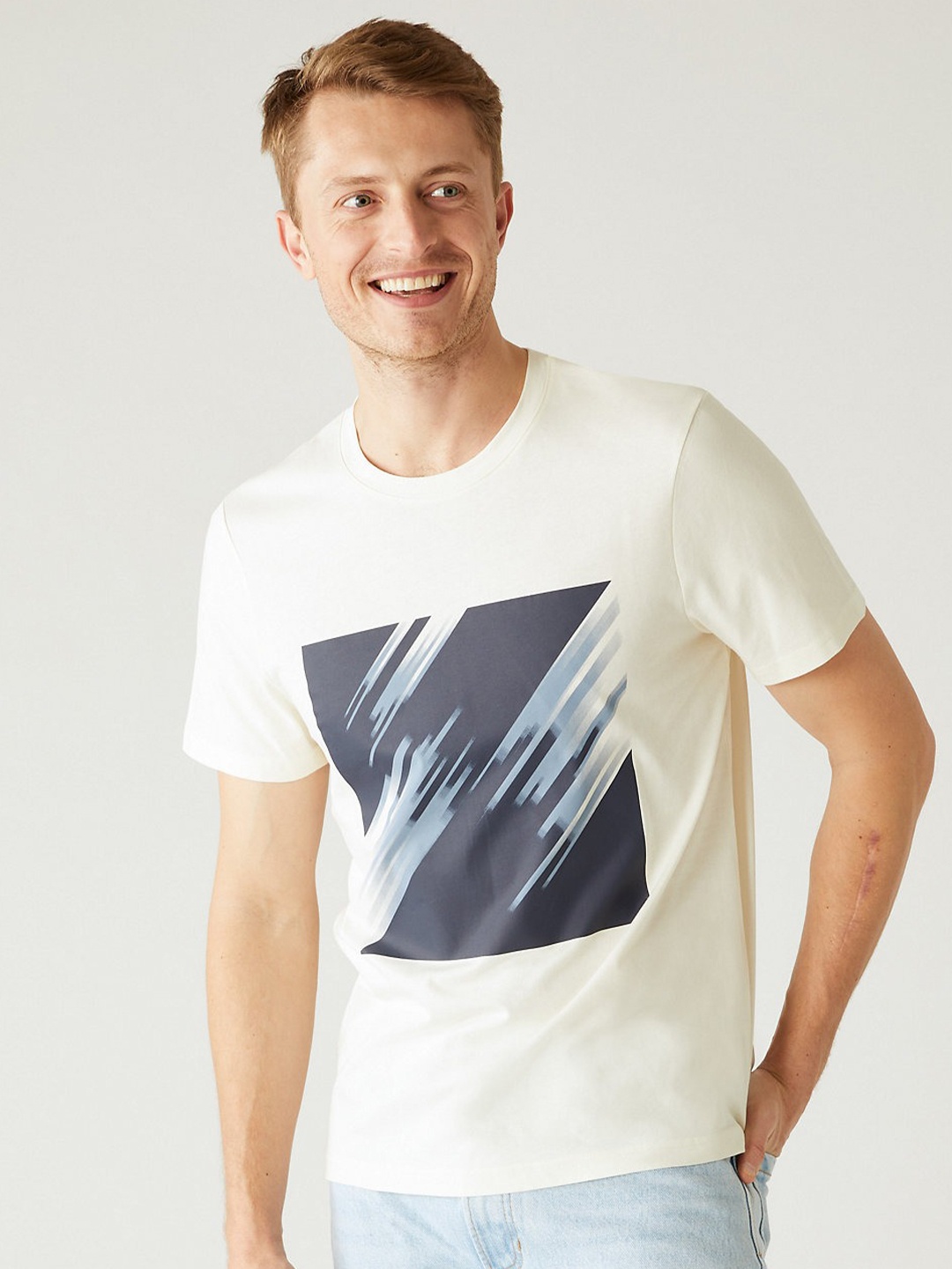 

Marks & Spencer Abstract Printed Cotton T-shirt, Cream