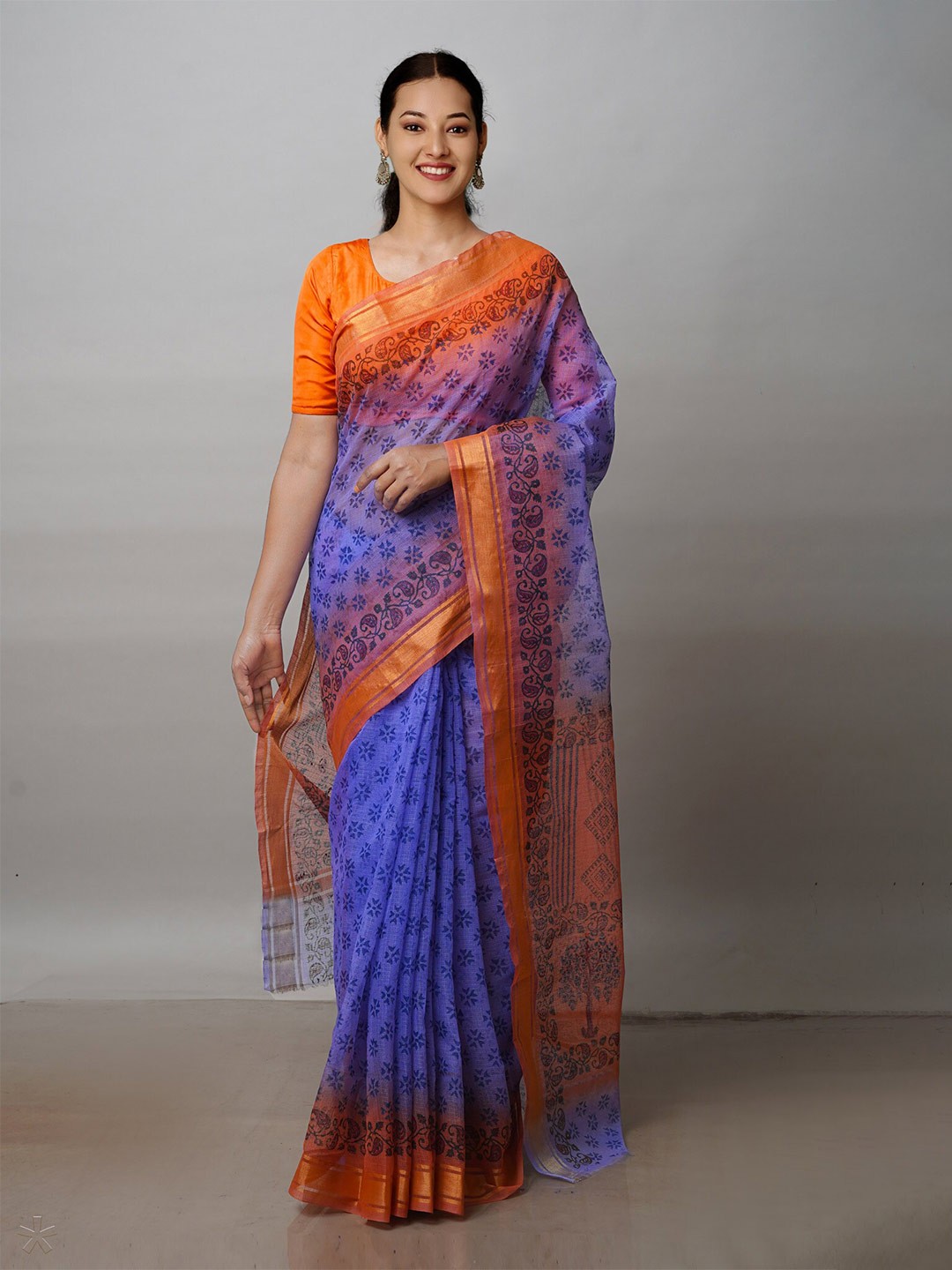 

Unnati Silks Ethnic Motifs Zari Pure Cotton Kota Saree, Violet