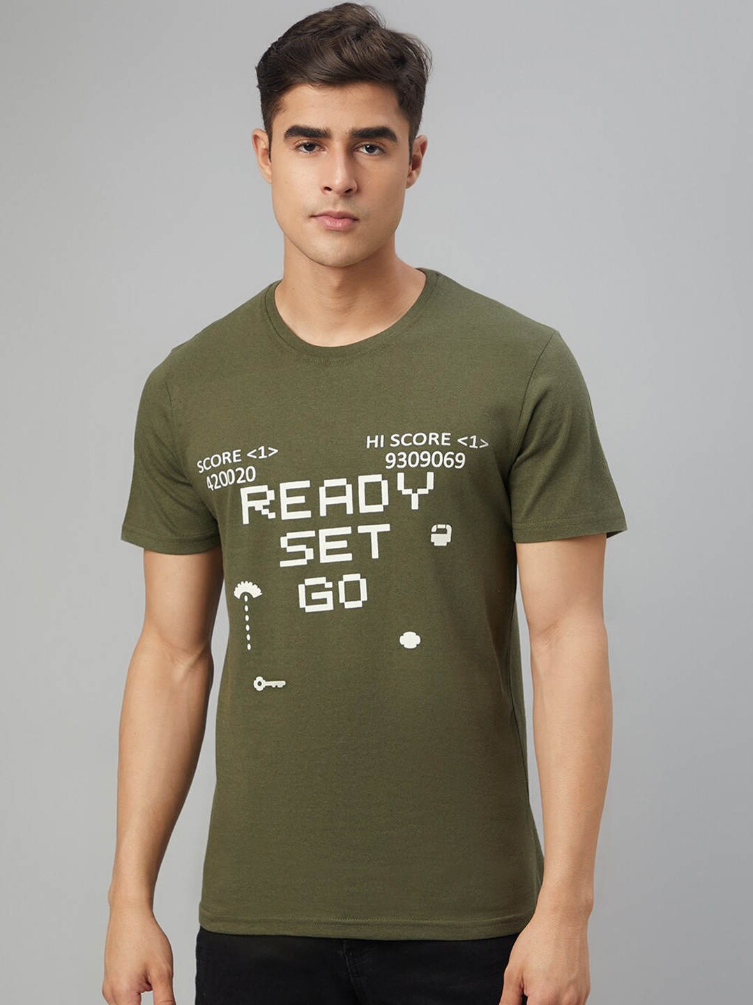 

FTX Typography Printed Round Neck T-shirt, Olive