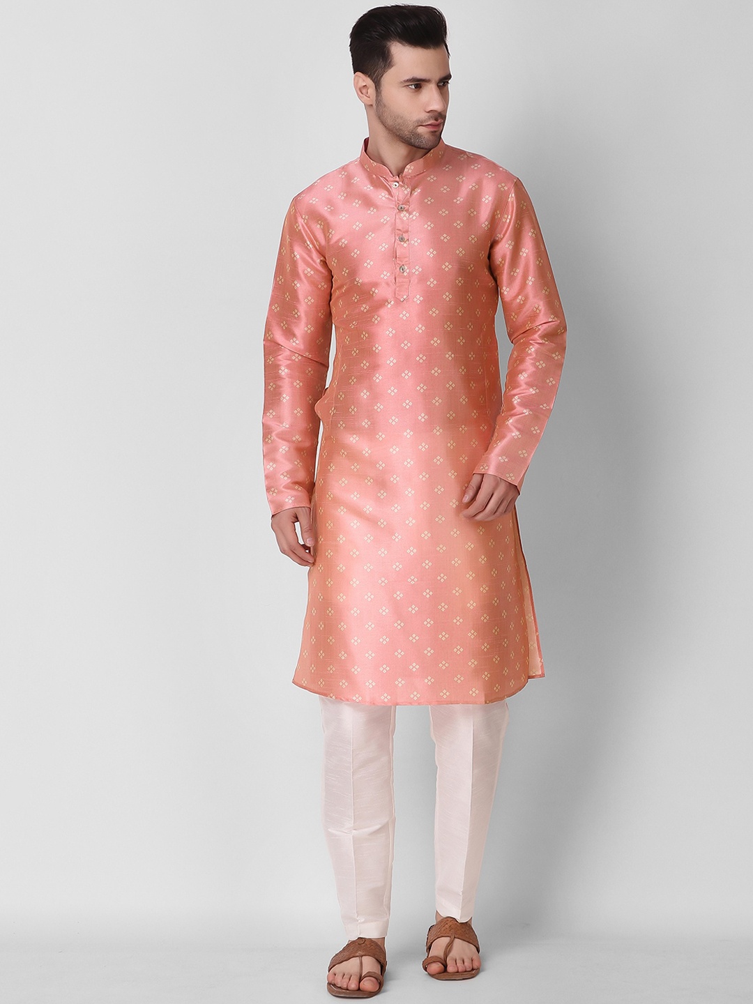 

Koshin Ethnic Motifs Woven Design Kurta, Peach
