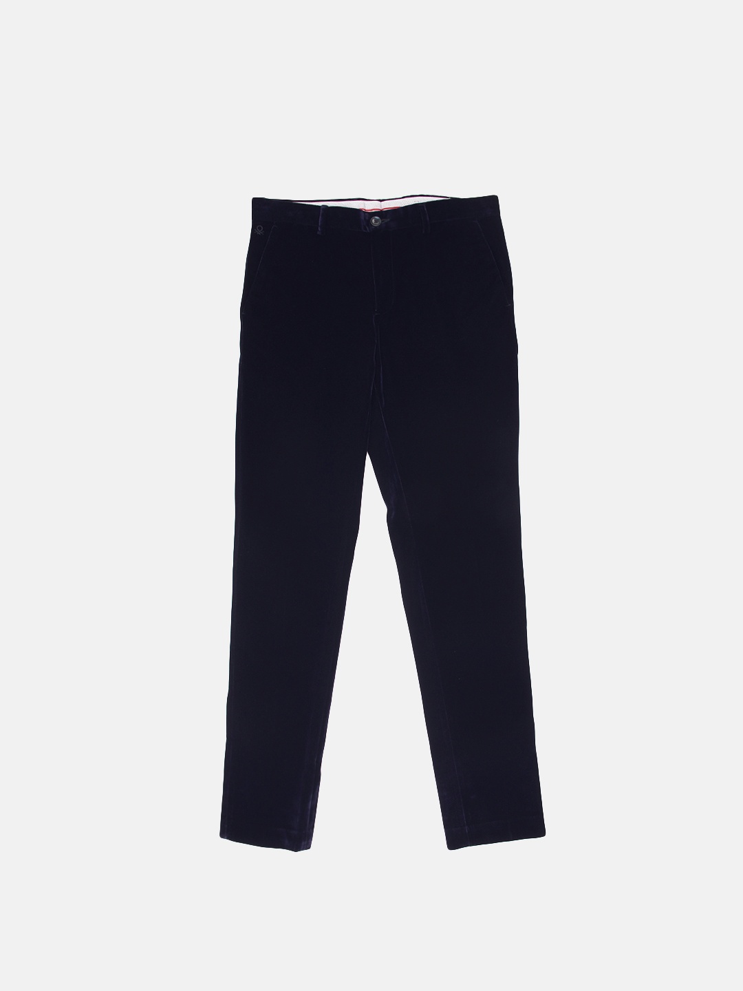 

United Colors of Benetton Men Navy Blue Slim Fit Solid Regular Velvet Trousers
