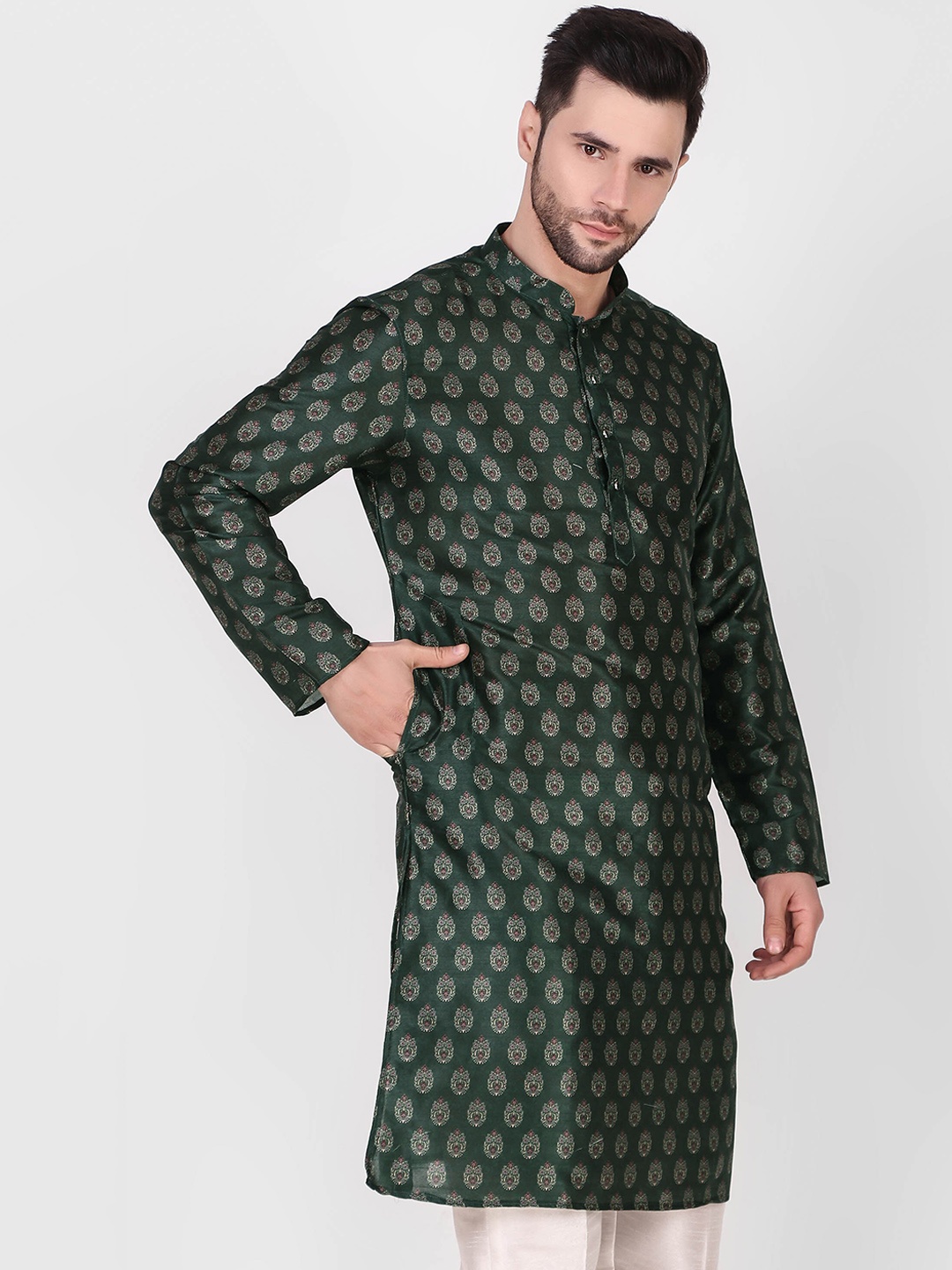 

Koshin Ethnic Motifs Printed Kurta, Green