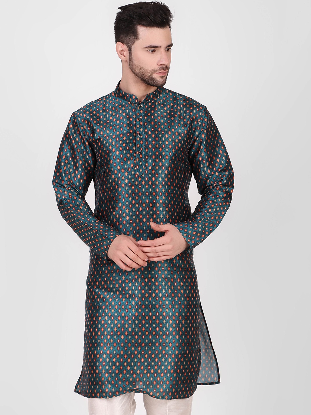 

Koshin Geometric Printed Kurta, Teal