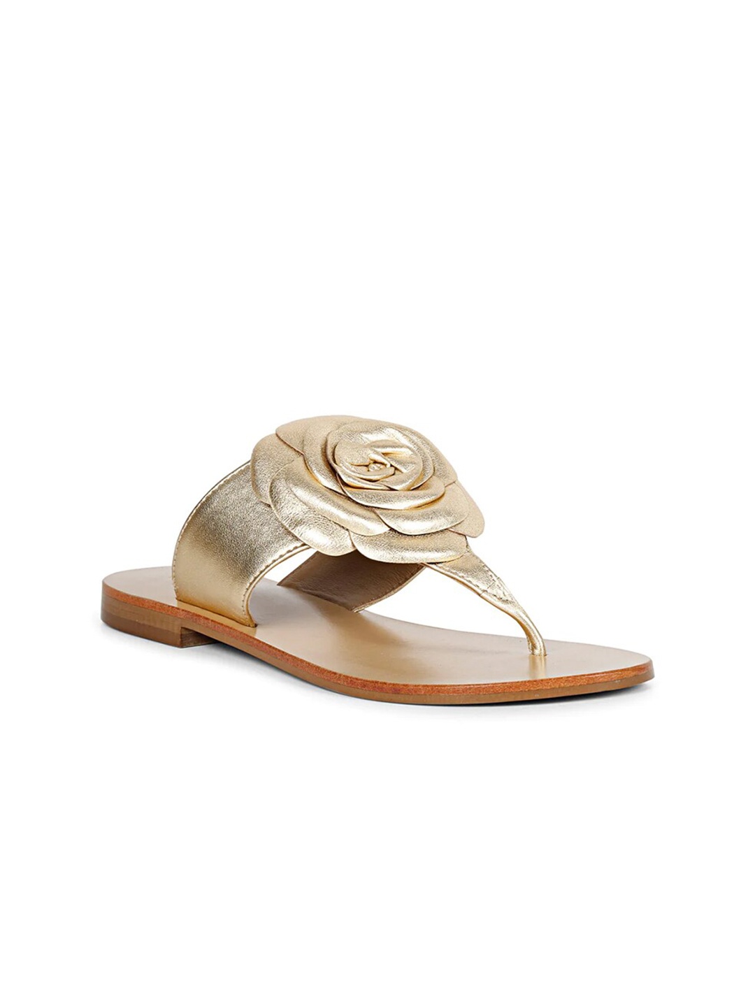 

Saint G Embellished Leather T-Strap Flats, Gold