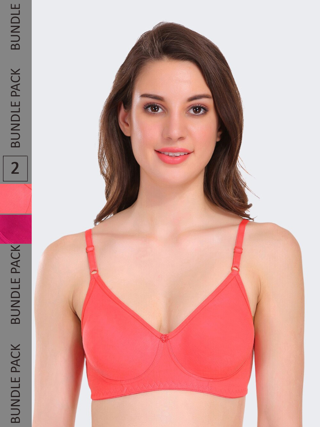 

POOJA RAGENEE Pack Of 2 Medium Coverage Non Padded Cotton Everyday Bra, Magenta
