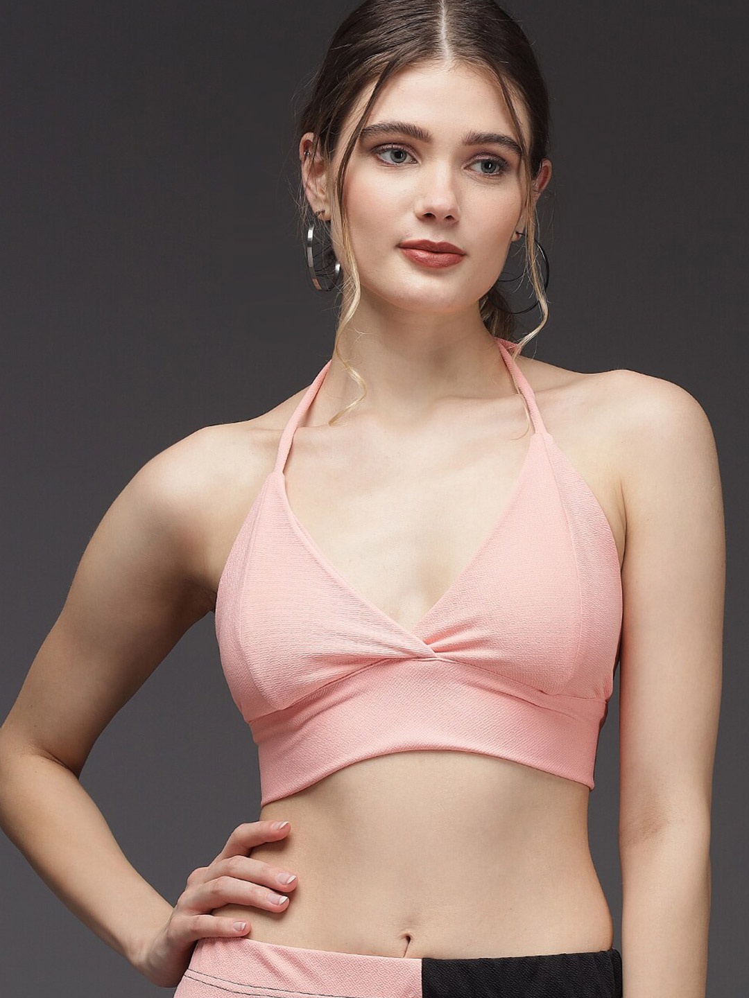 

BAESD Halter Neck Bralette Crop Top, Pink