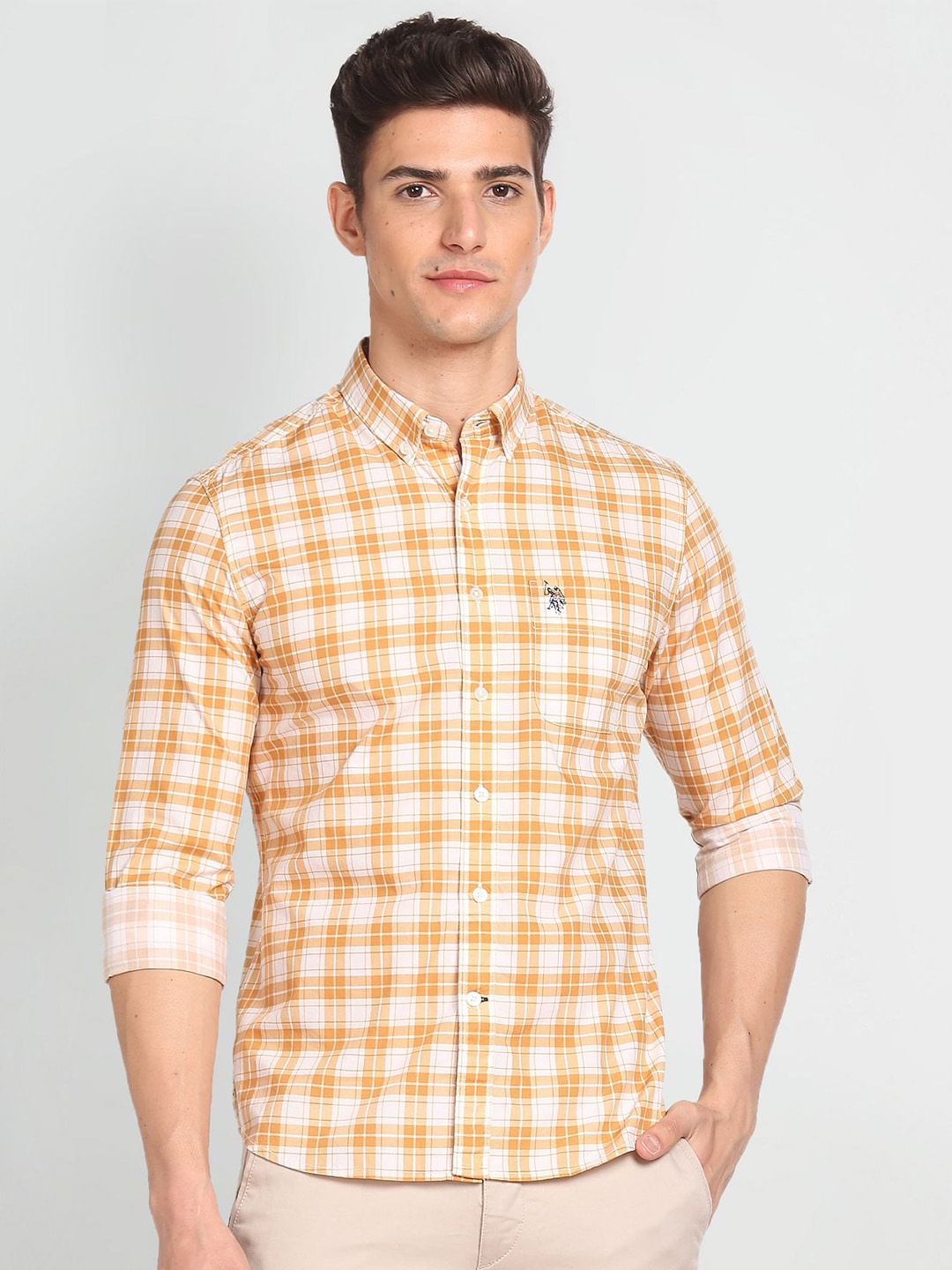 

U.S. Polo Assn. Denim Co. Tartan Check Cotton Shirt, Yellow