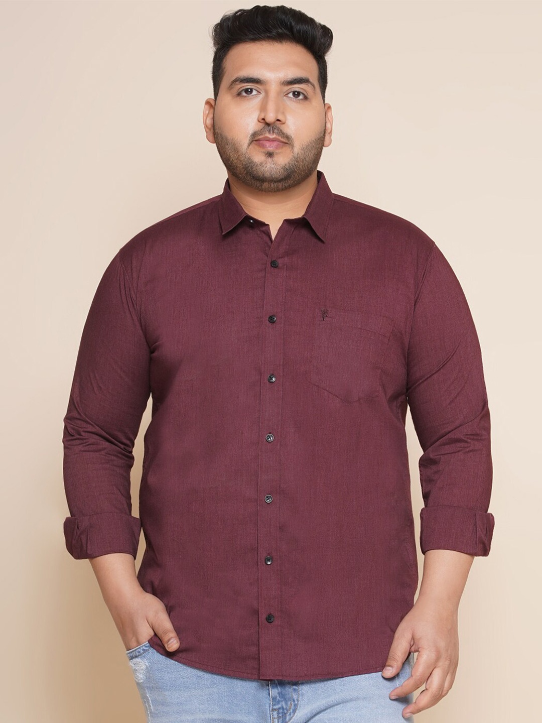 

John Pride Men Maroon Opaque Casual Shirt