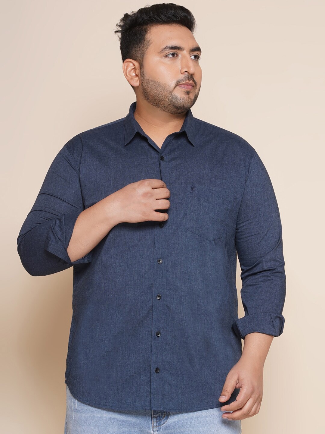 

John Pride Men Blue Opaque Casual Shirt