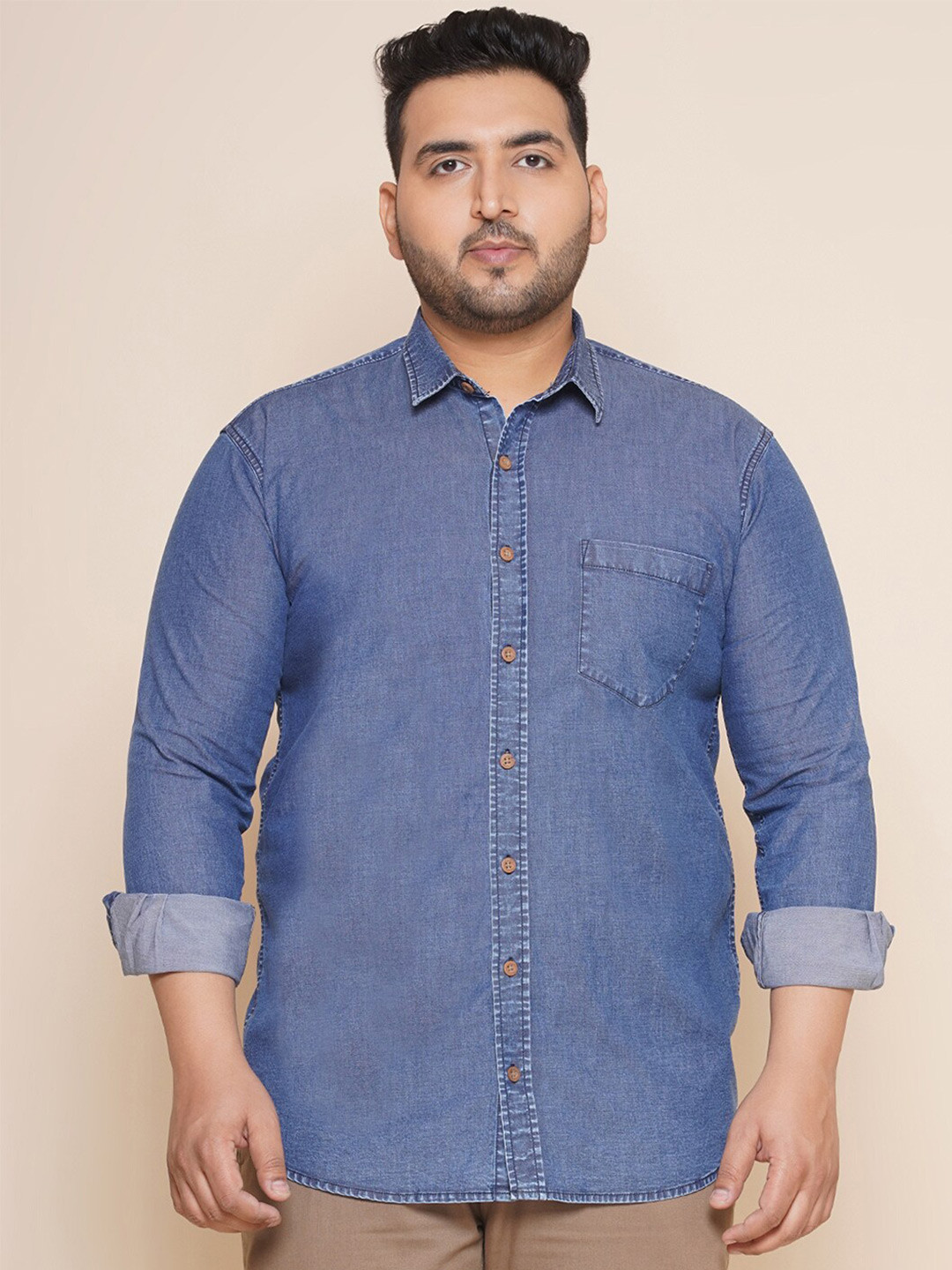 

John Pride Men Blue Opaque Casual Shirt