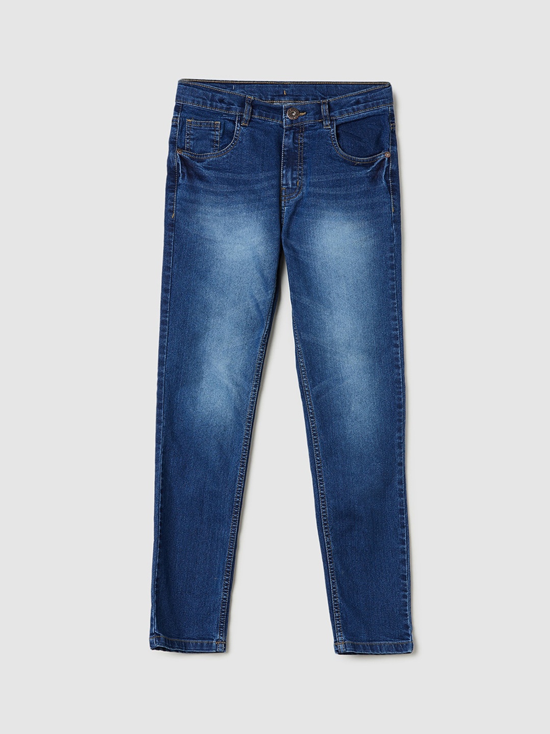 

max Boys Mid-Rise Heavy Fade Cotton Jeans, Blue