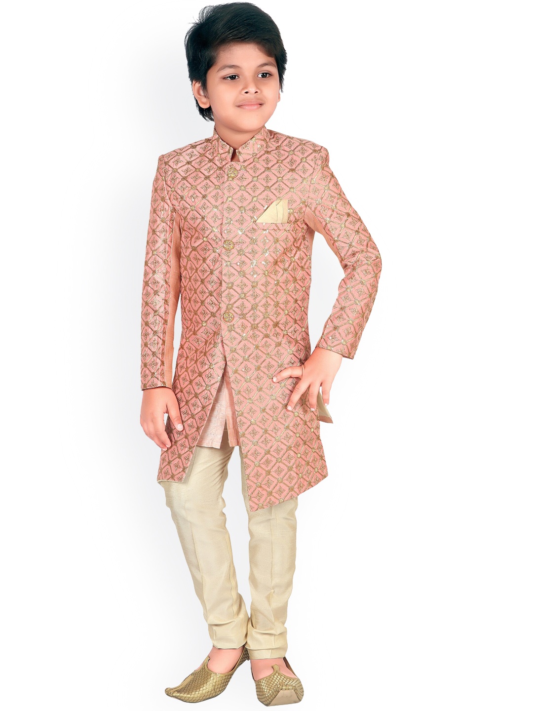 

BAESD Boys Embroidered Ethnic Sherwani, Pink