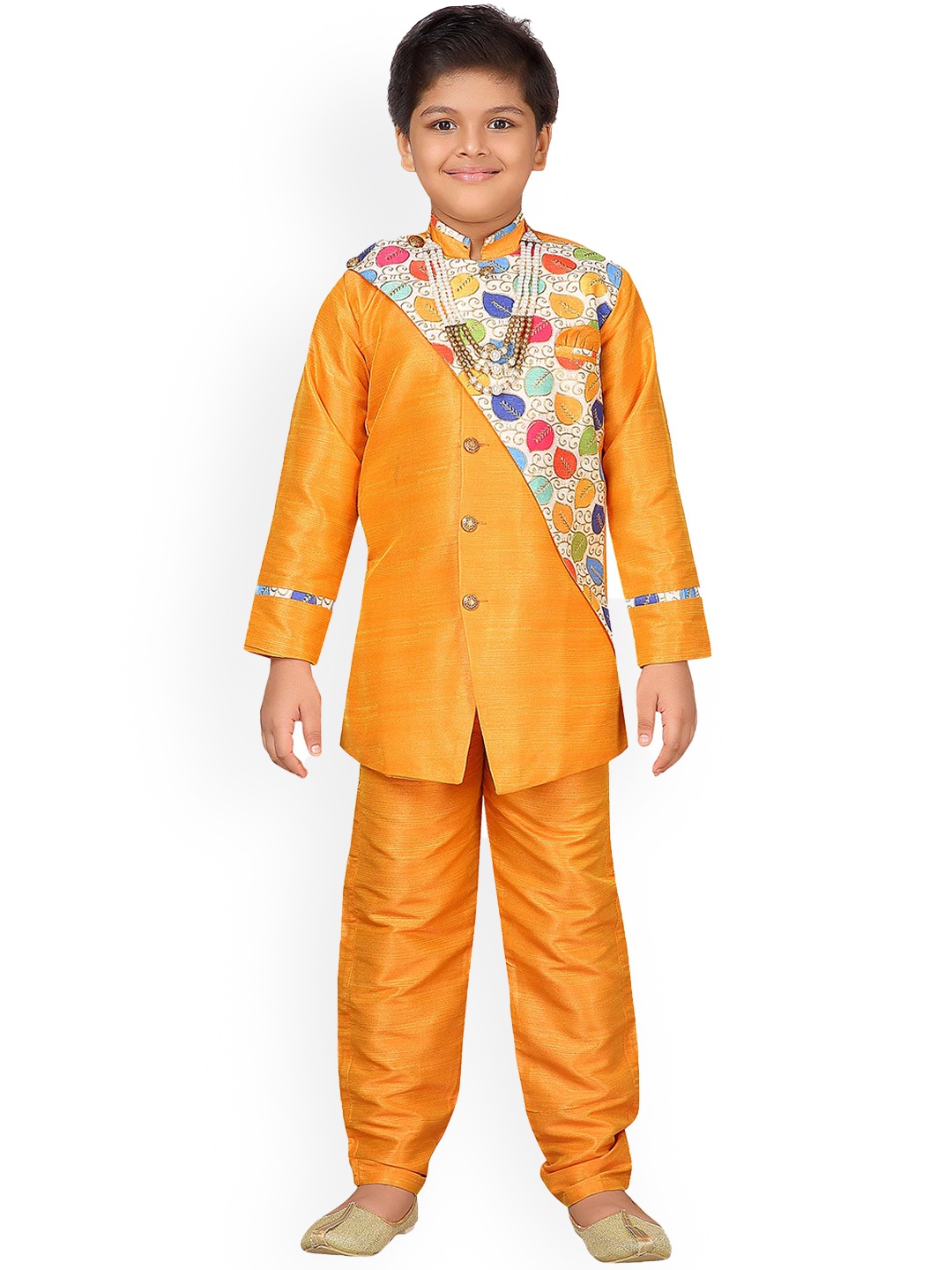 

BAESD Boys Woven Design Sherwani, Mustard