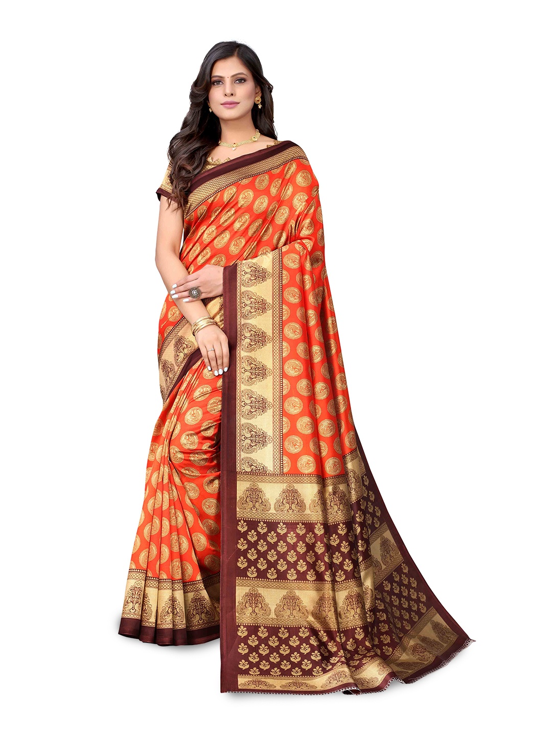 

MAGMINA Woven Design ZariBanarasi Saree, Orange