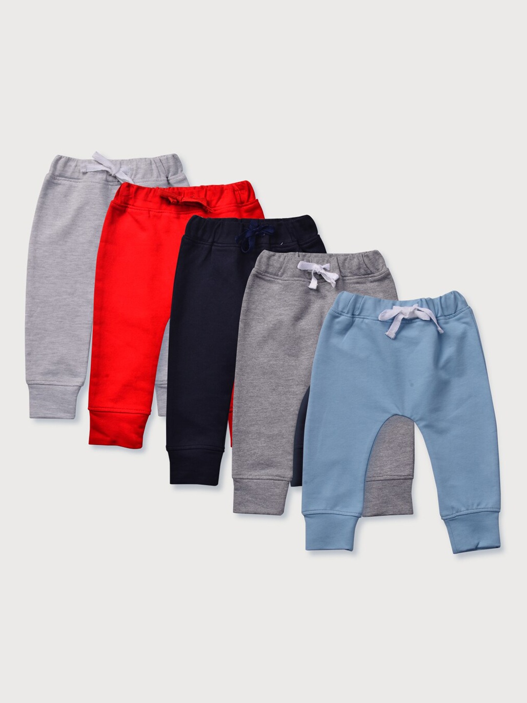 

GJ baby Infants Pack Of 5 Regular-Fit Mid-Rise Cotton Joggers, Blue