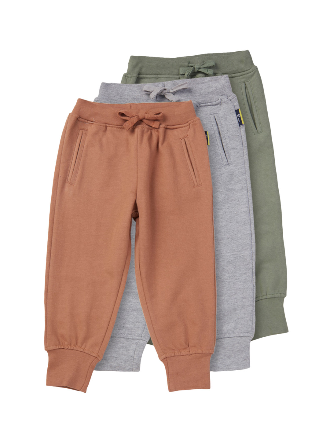 

GJ baby Boys Pack Of 3 Mid-Rise Cotton Joggers, Grey