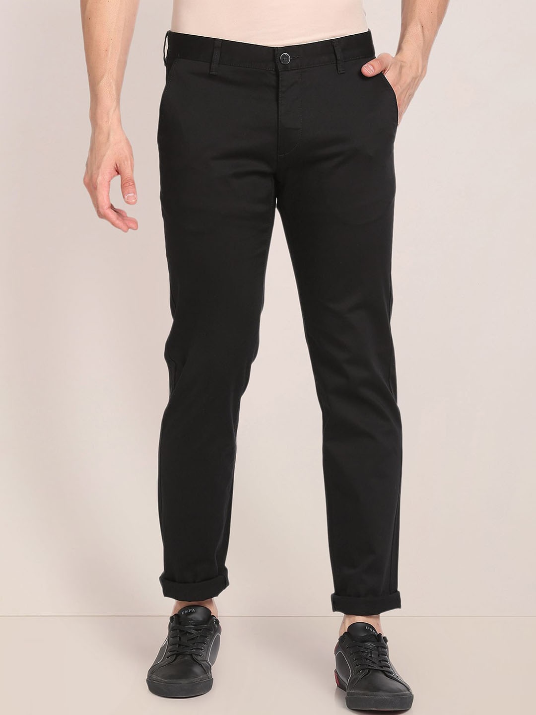 

U.S. Polo Assn. Men Denver Slim Fit Cotton Stretch Solid Signature Chinos, Black