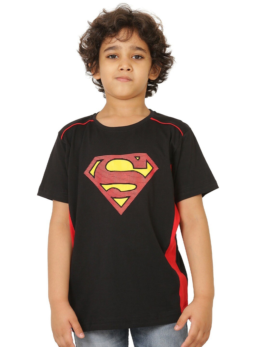 

BAESD Boys Superman Printed Round Neck Cotton T-shirt, Black