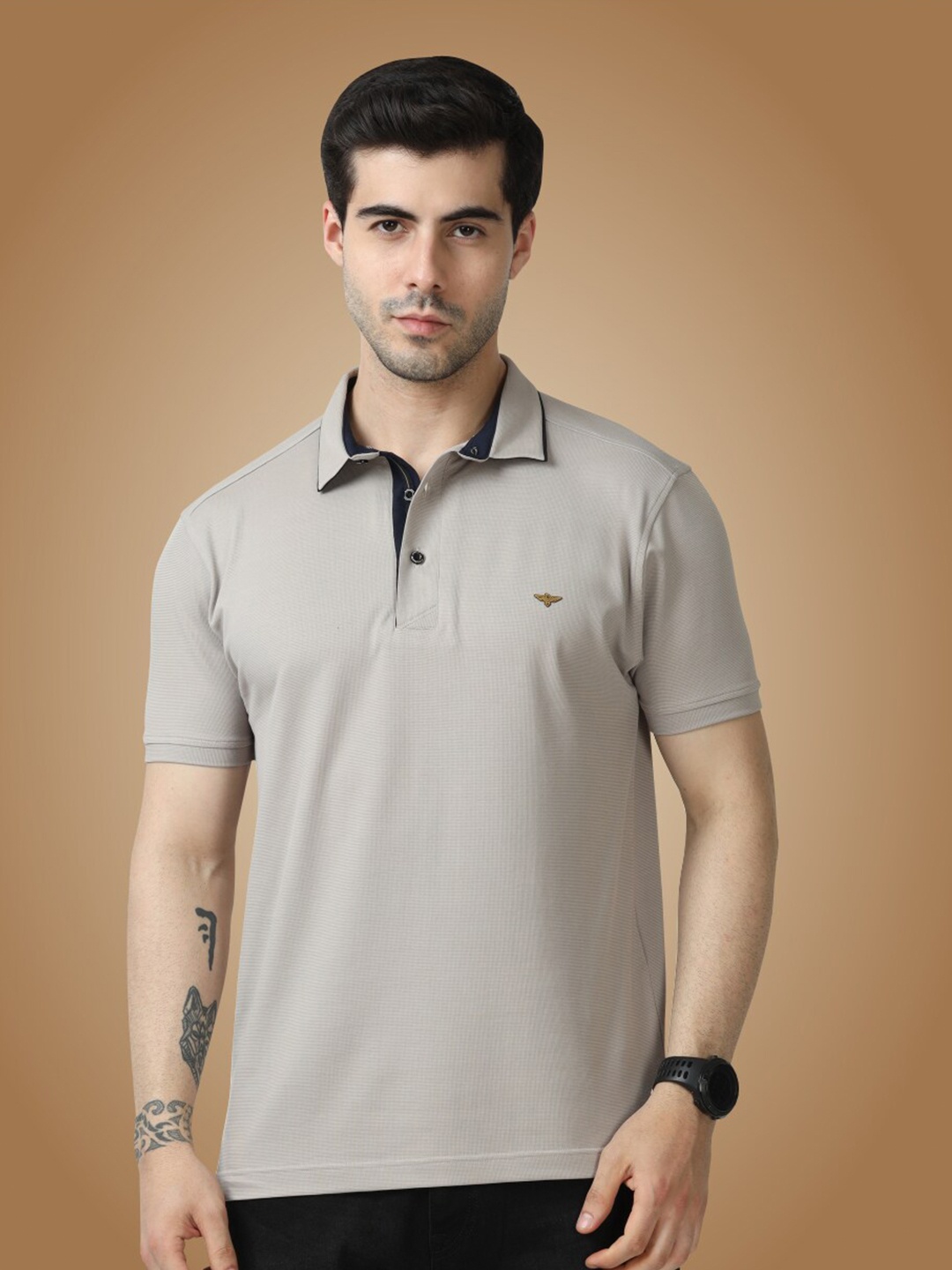 

STELLERS Polo Collar Short Sleeves Casual T-Shirt, Grey