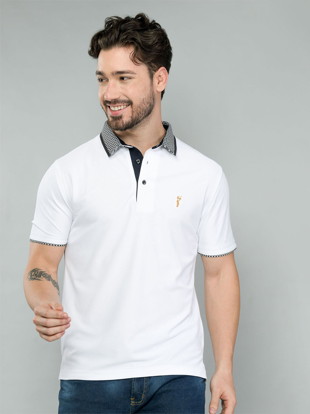 

STELLERS Polo Collar Casual Dri Fit Technology T-shirt, White