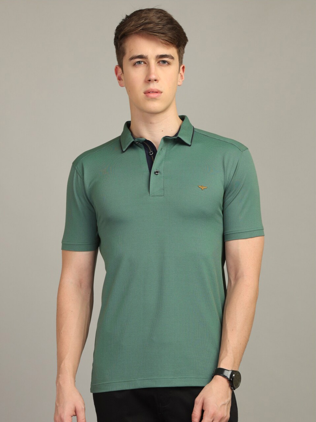 

STELLERS Polo Collar Cotton T-shirt, Green