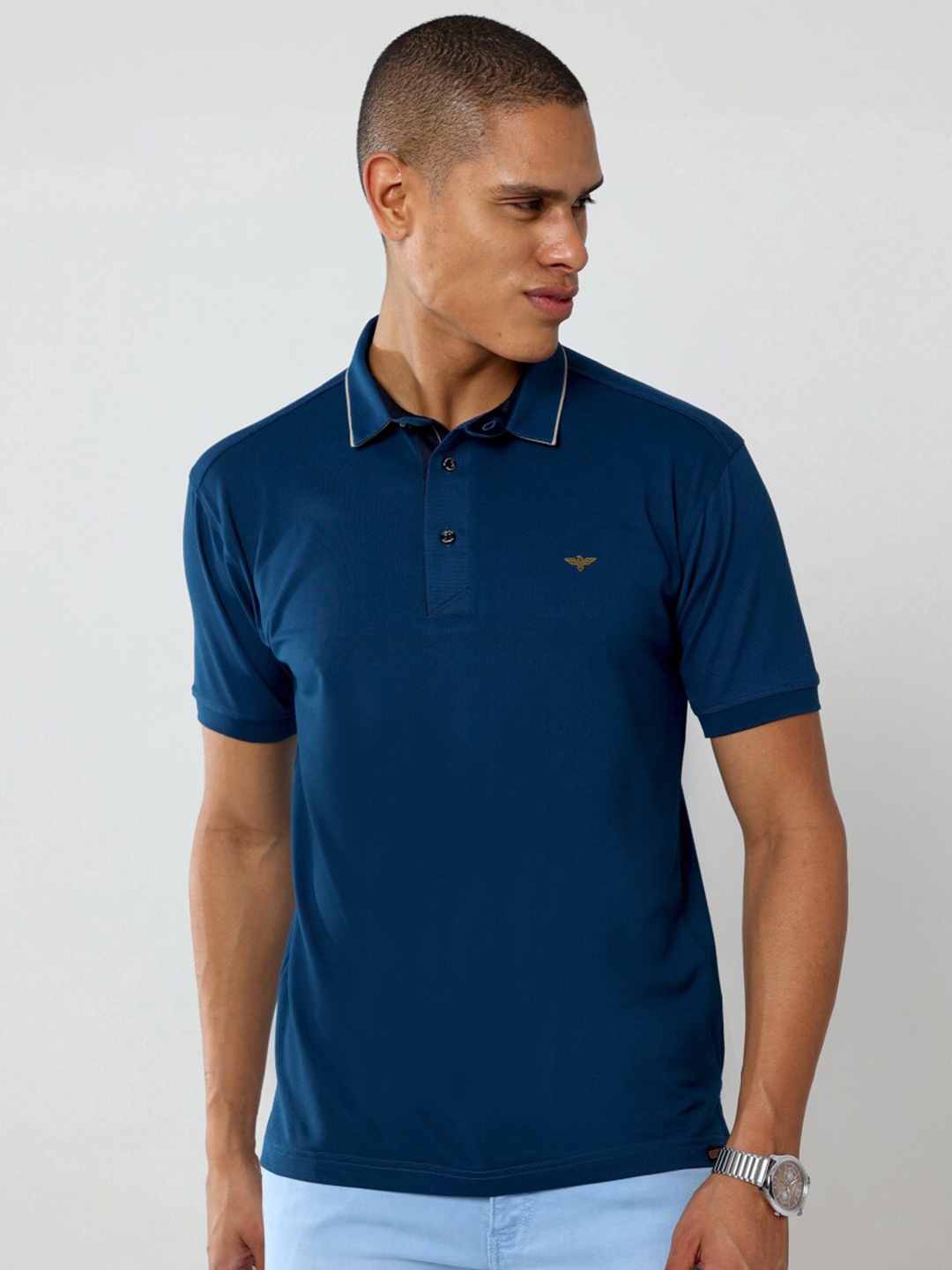 

STELLERS Polo Collar Cotton T-shirt, Blue