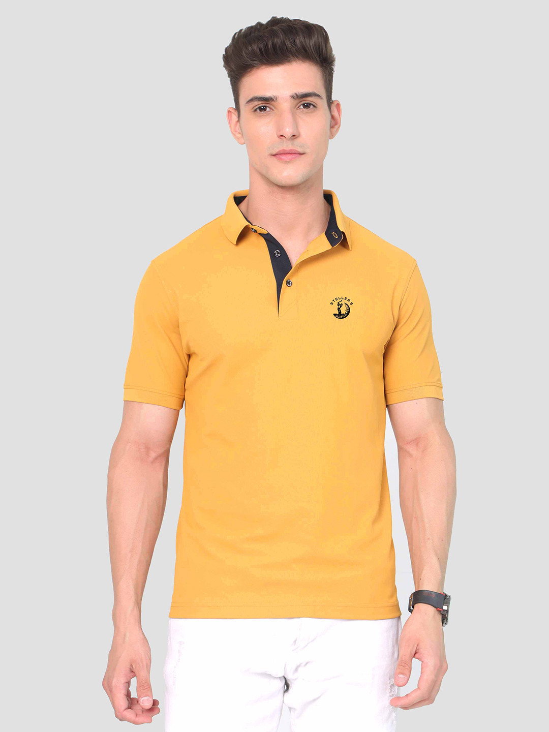 

STELLERS Polo Collar Dry-Fit T-shirt, Mustard