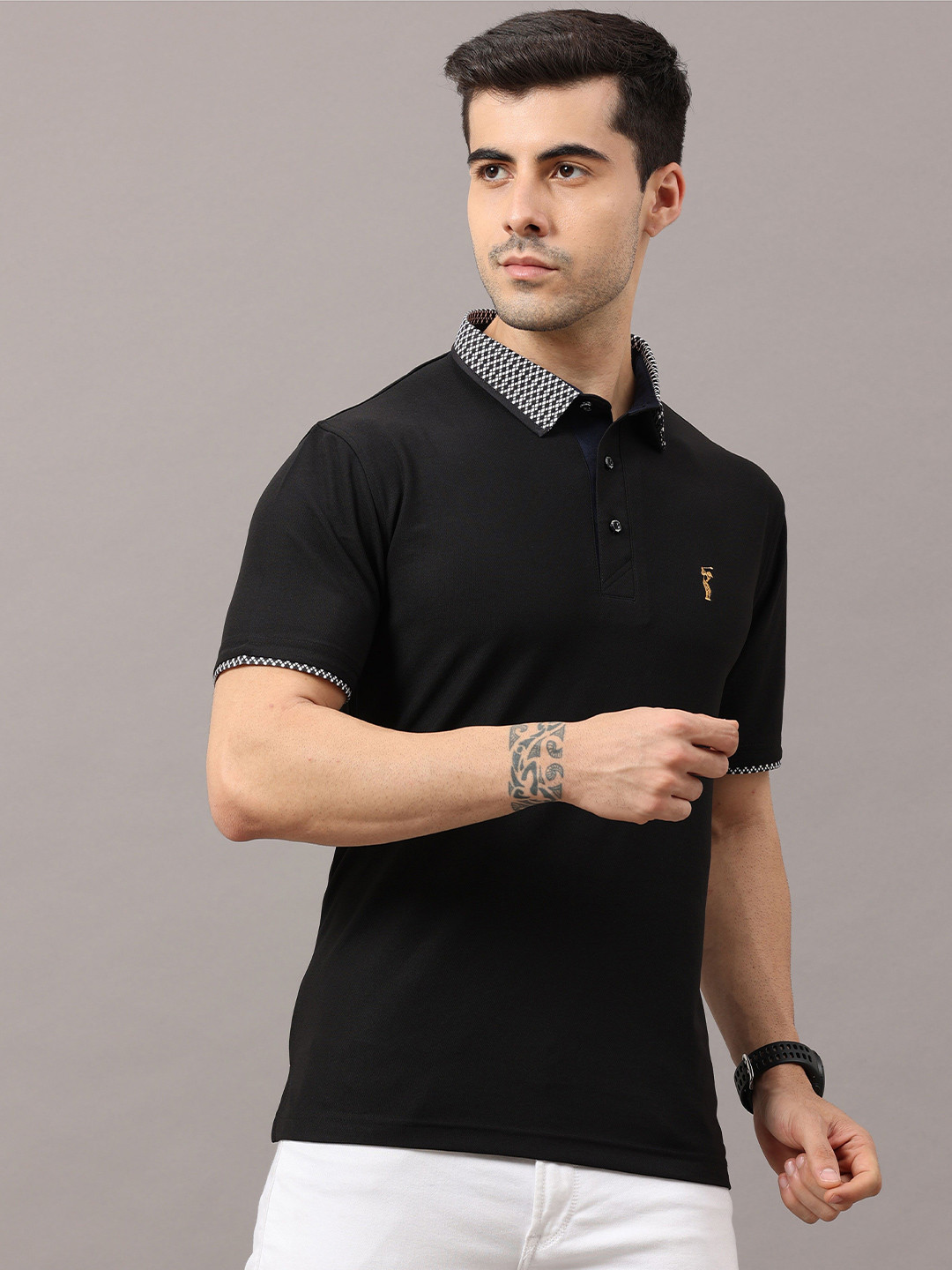 

STELLERS Polo Collar T-shirt, Black