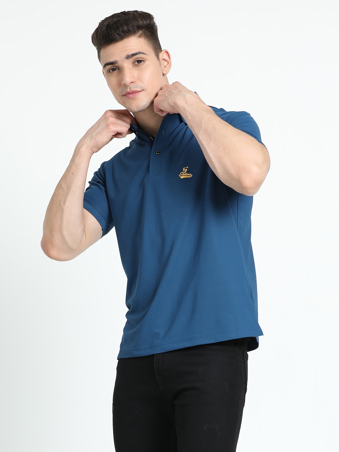 

STELLERS Polo Collar Dry-Fit T-shirt, Teal