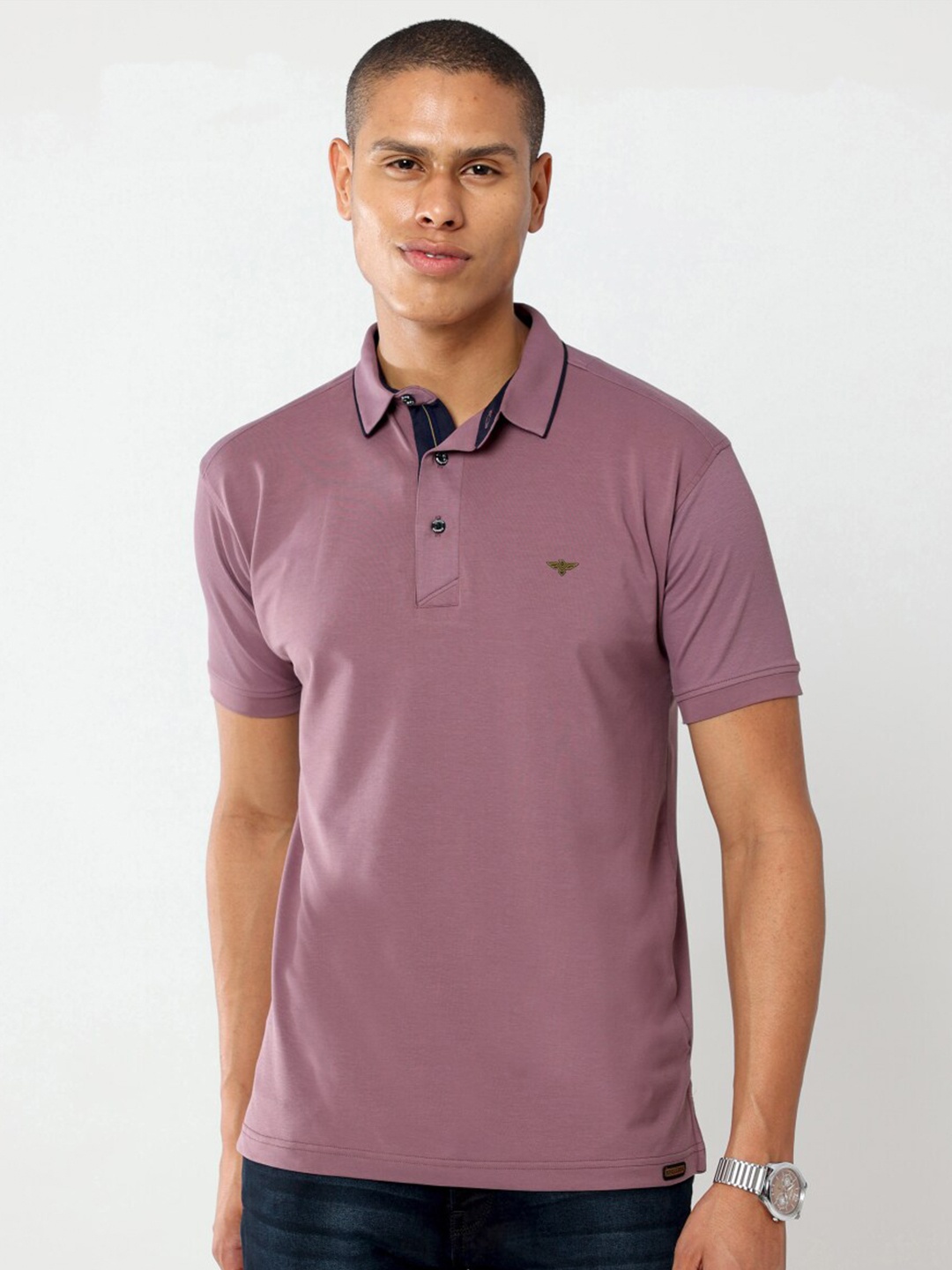 

STELLERS Polo Collar Cotton Sports T-shirt, Mauve