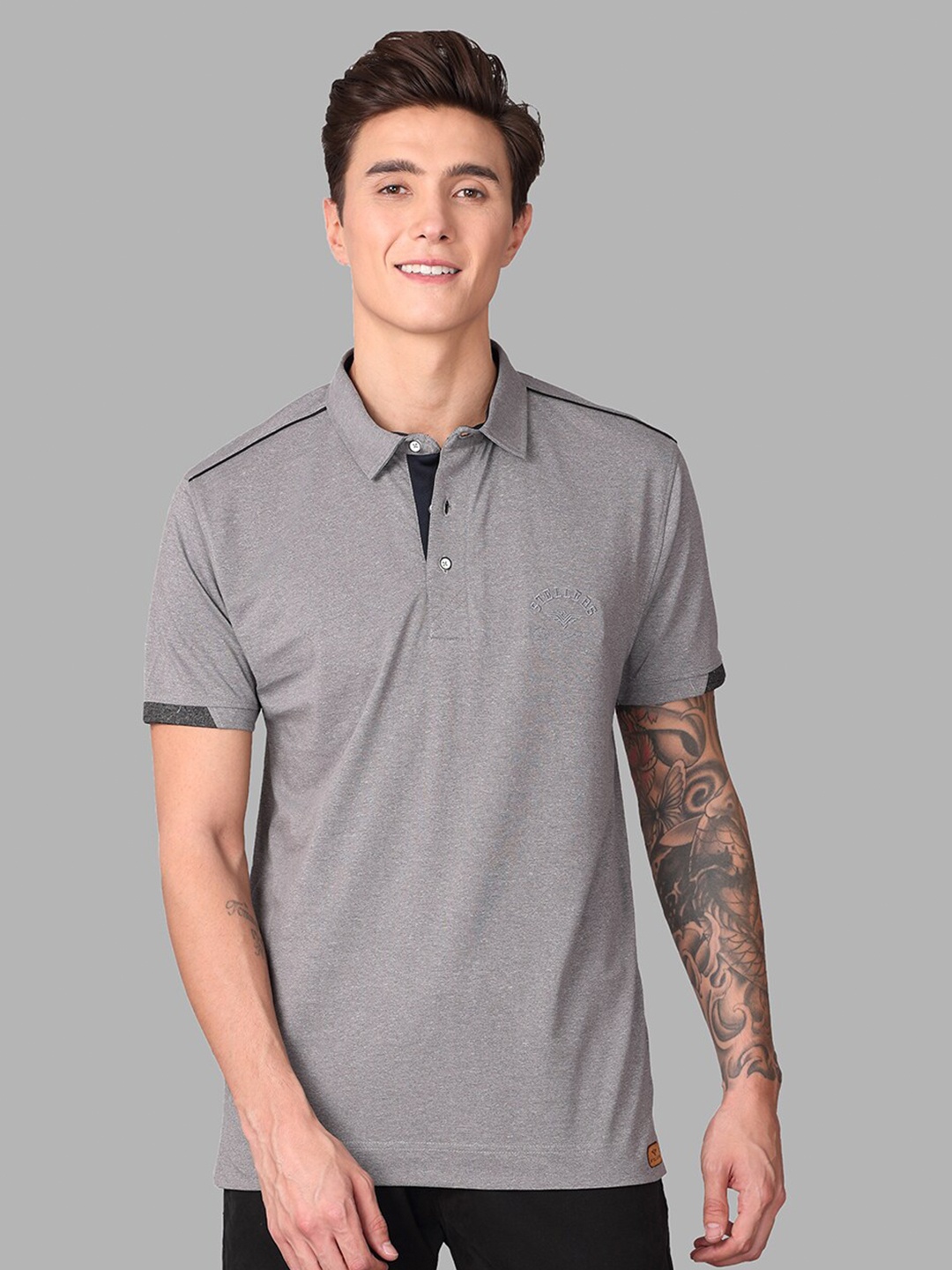 

STELLERS Polo Collar Sports T-shirt, Grey