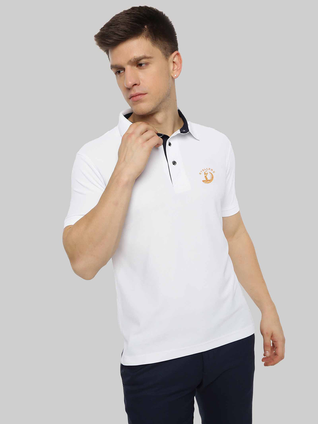 

STELLERS Polo Collar Dry Fit T-shirt, White