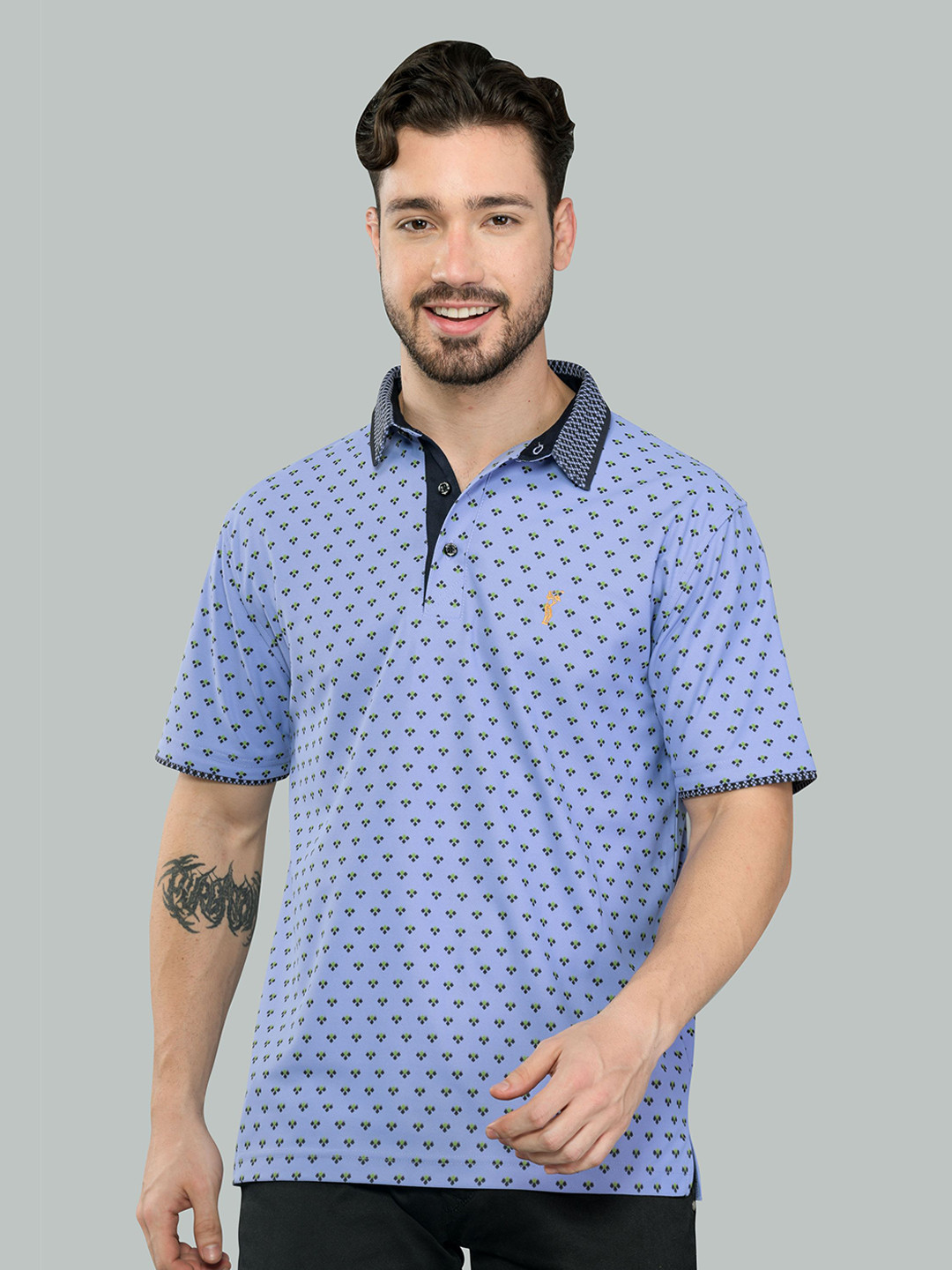 

STELLERS Printed Polo Collar Dry Fit Sports T-shirt, Lavender