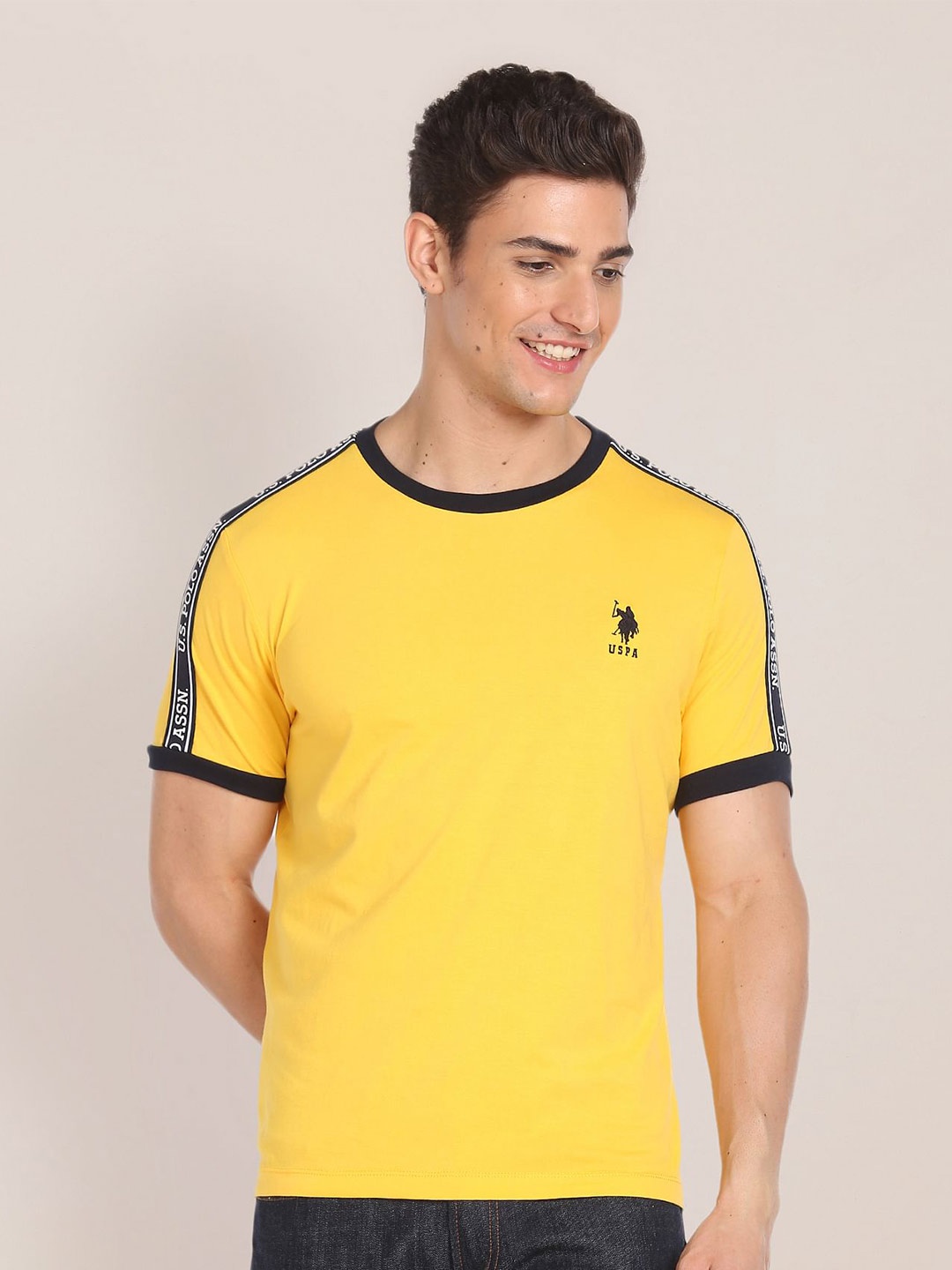 

U.S. Polo Assn. Contrast Tape Slim Fit Pure Cotton T-shirt, Yellow