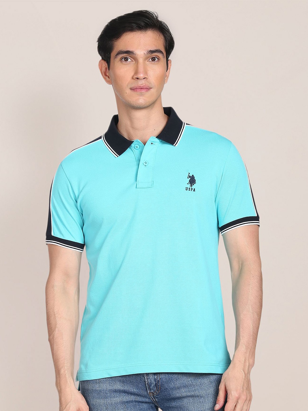 

U.S. Polo Assn. Polo Collar Slim Fit Pure Cotton T-shirt, Blue