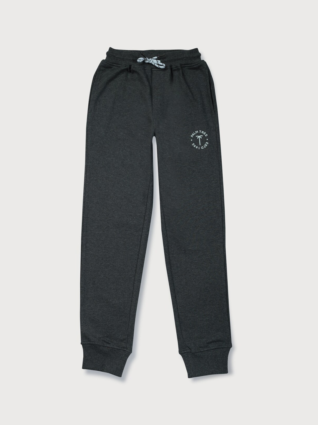 

Palm Tree Boys Mid Rise Cotton Joggers, Grey
