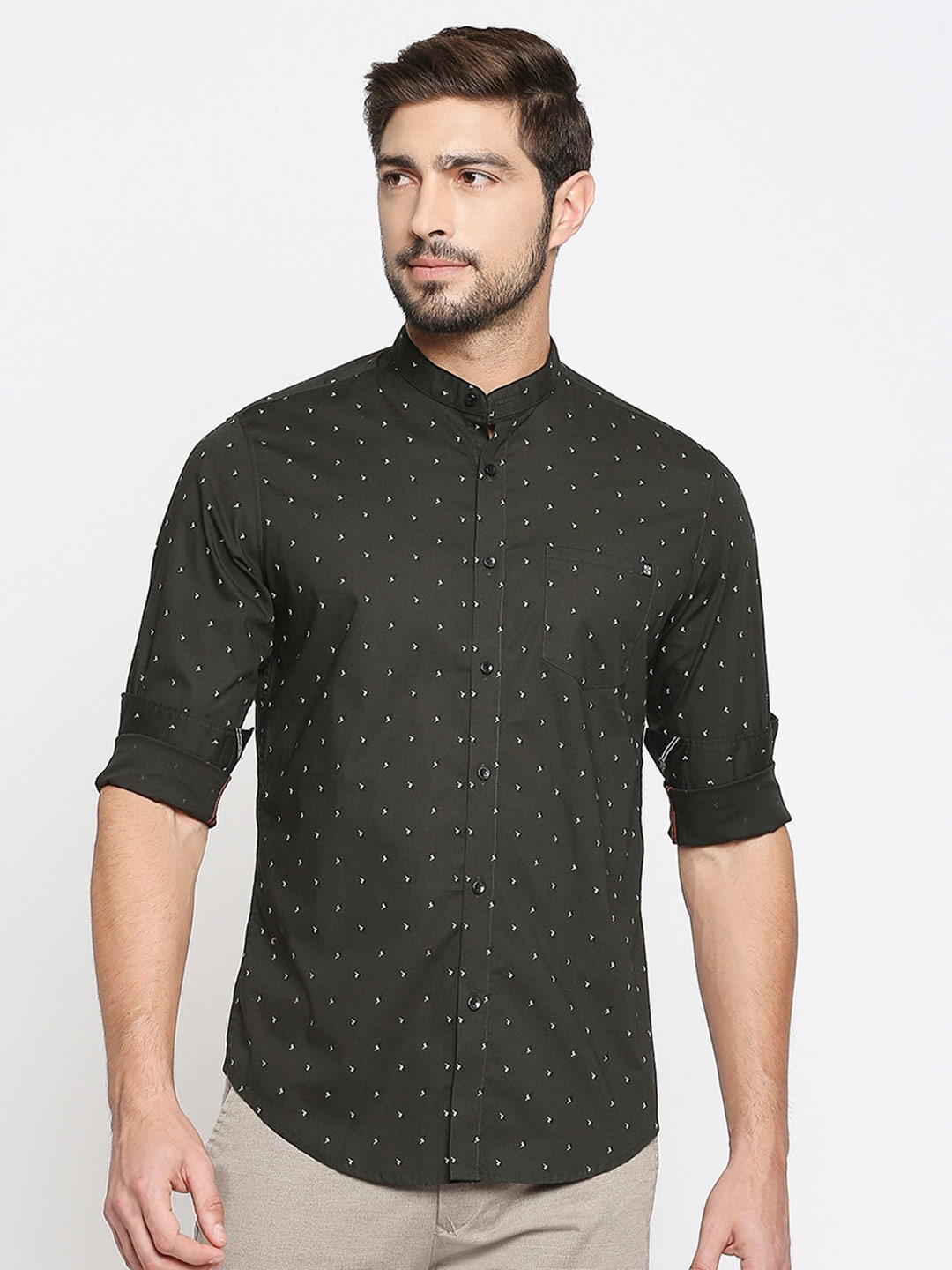 

Killer Men Slim Fit Micro Ditsy Printed Cotton Casual Shirt, Green