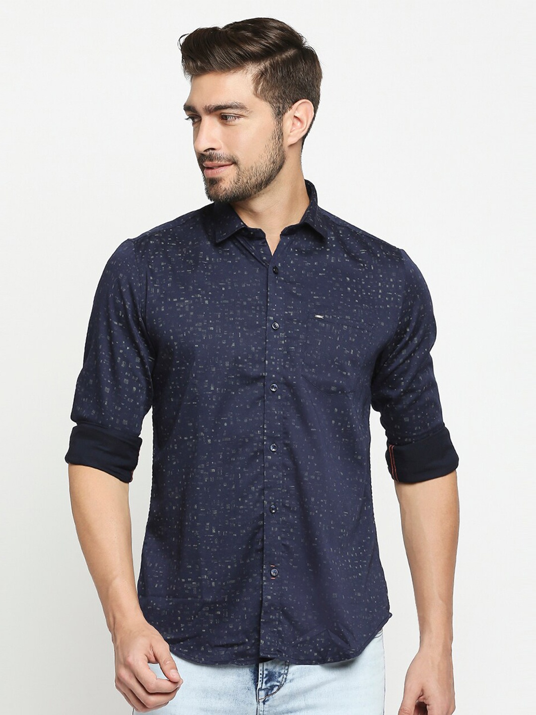 

Killer Slim Fit Abstract Printed Casual Shirt, Navy blue