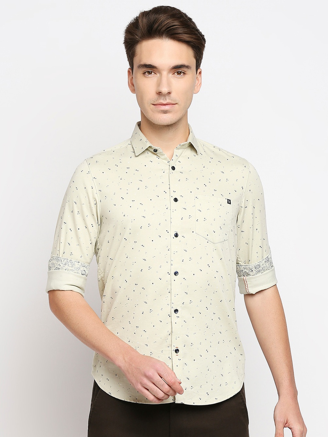

Killer Slim Fit Abstract Printed Casual Shirt, Yellow