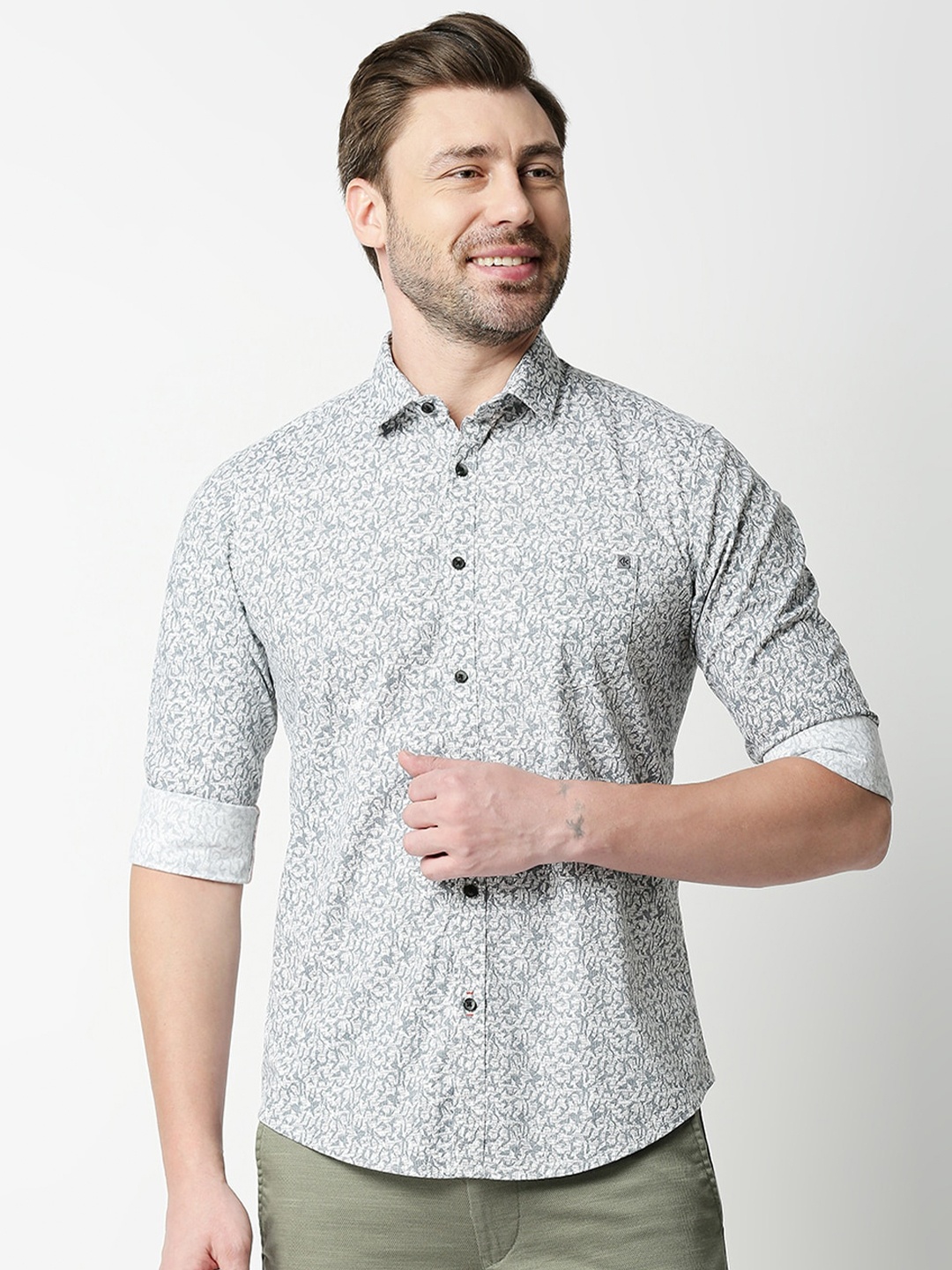 

Killer Slim Fit Abstract Printed Casual Shirt, White