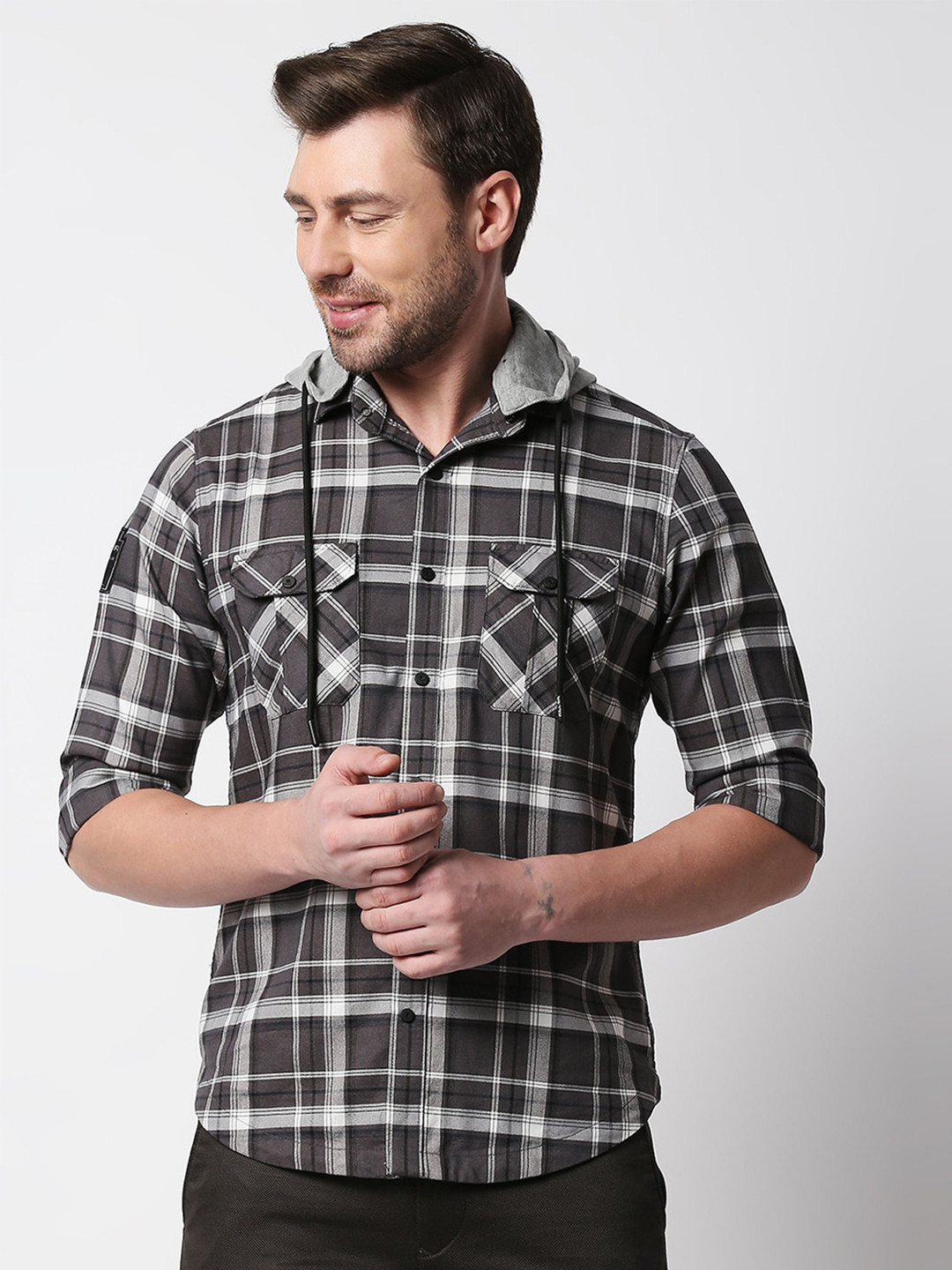 

Killer Tartan Checked Casual Shirt, Grey