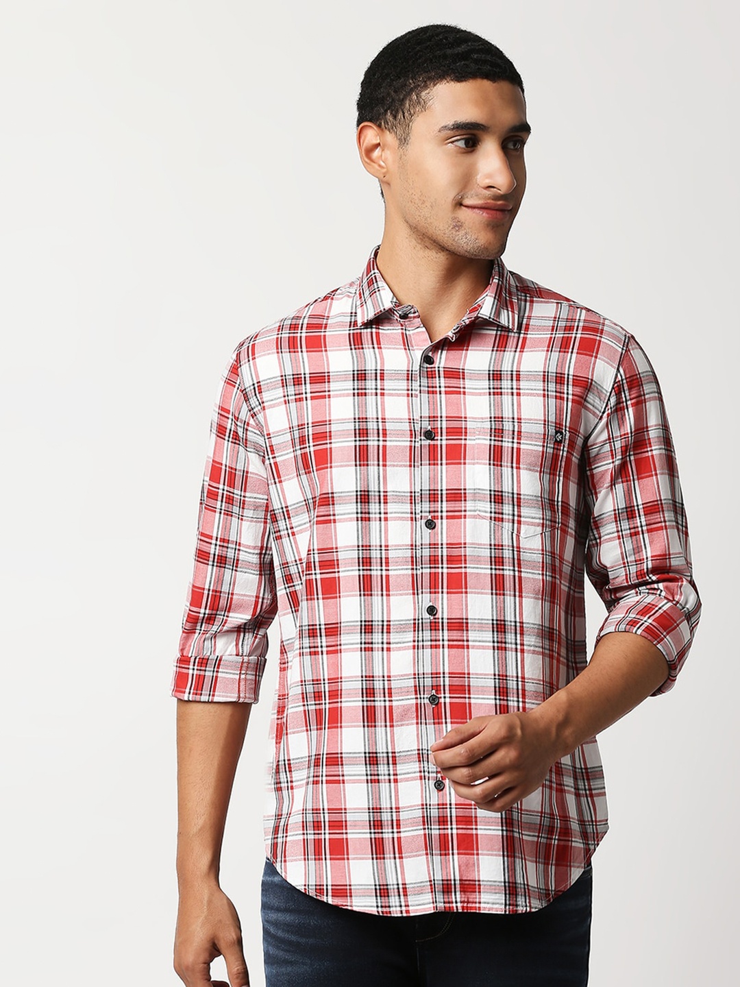 

Killer Men Slim Fit Tartan Checked Casual Shirt, White