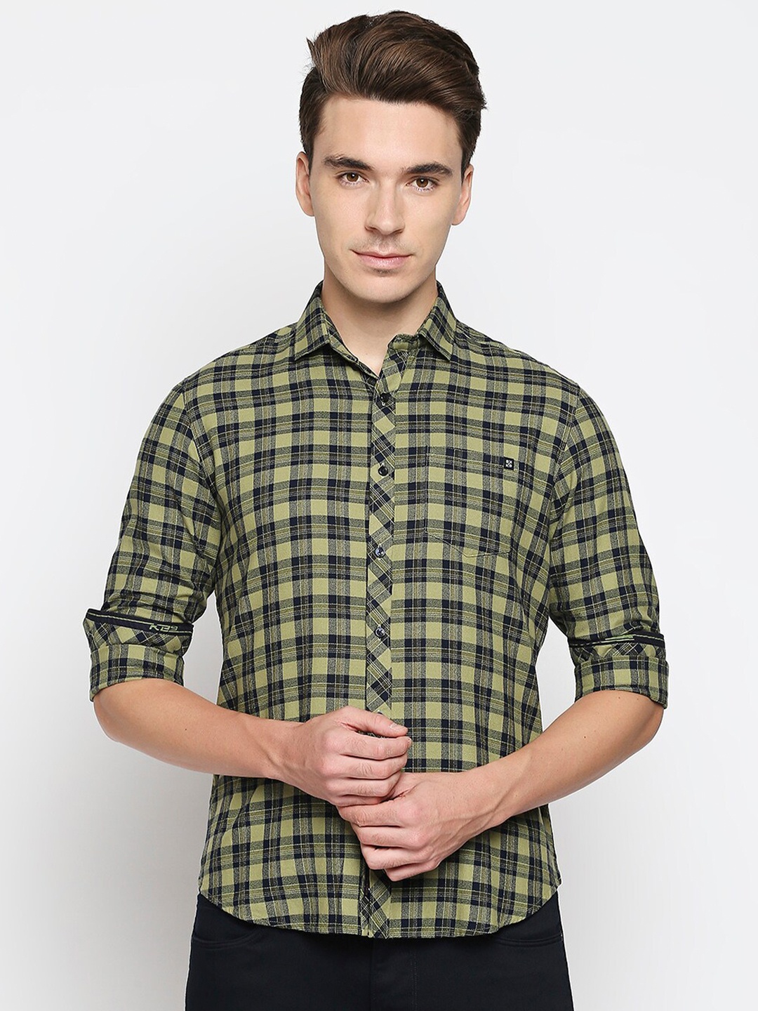 

Killer Slim Fit Tartan Checked Casual Shirt, Green