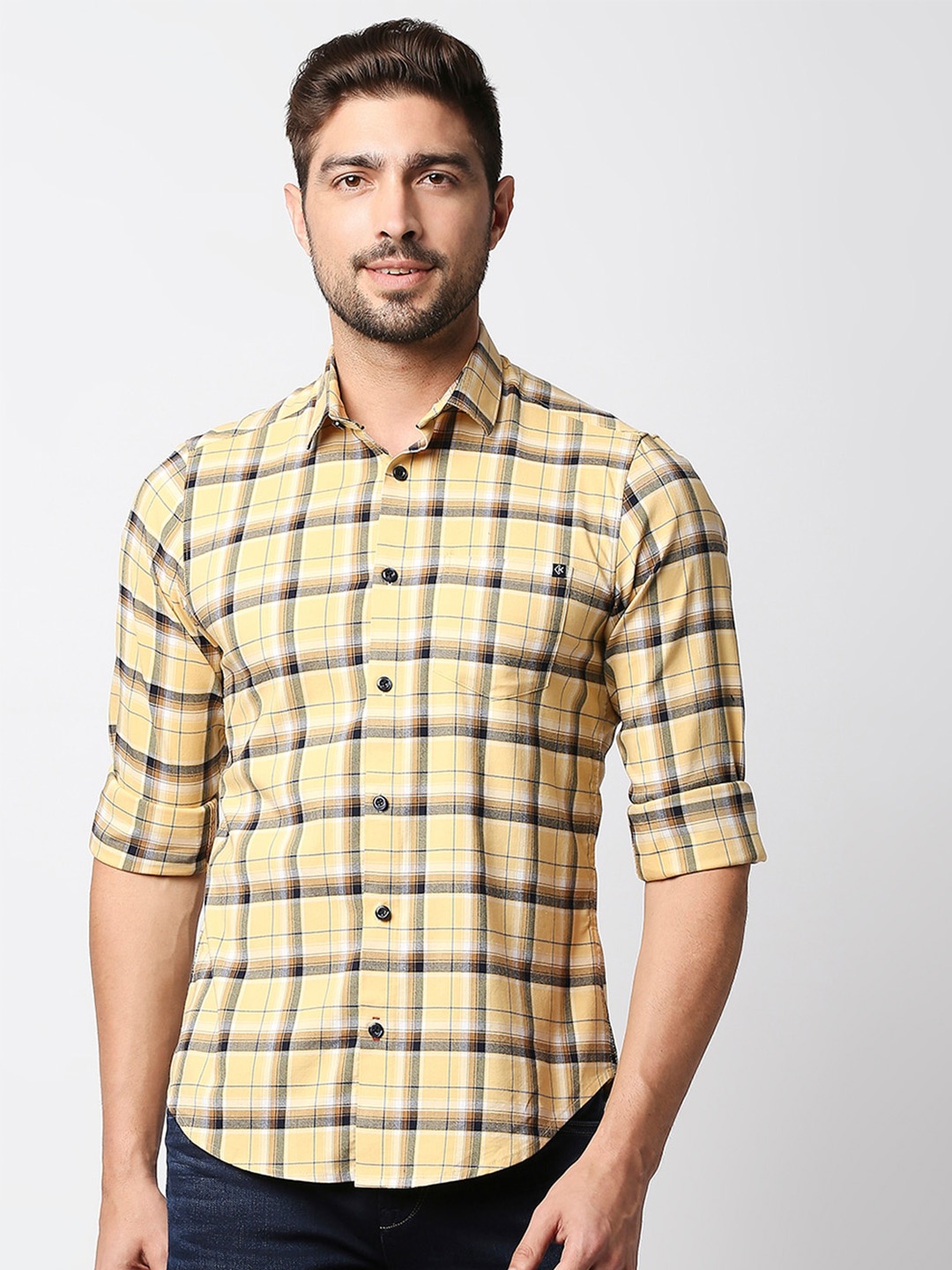 

Killer Tartan Checked Cotton Casual Shirt, Yellow